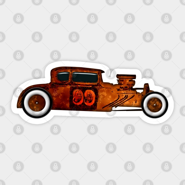 Rusty Rat Rod Design Sticker by DrewskiDesignz